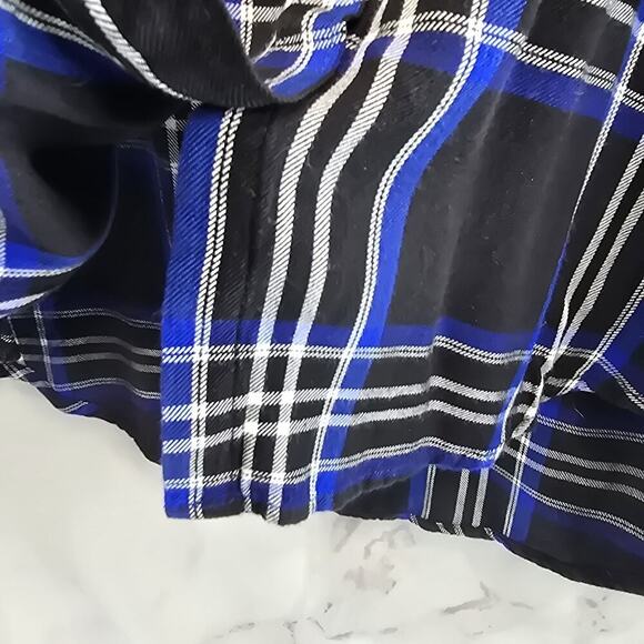 Anthropologie Shirt Womens Small Button Up Plaid Black Blue Sanctuary - Picture 5 of 12